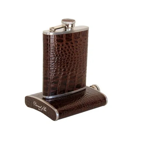 Croco Pattern Black Bottle Small - Alle options in leather and wood