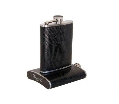 Croco Pattern Black Bottle Small - Alle options in leather and wood