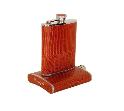 Croco Pattern Black Bottle Small - Alle options in leather and wood