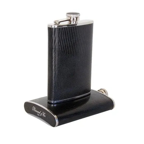 Croco Pattern Black Bottle Small - Alle options in leather and wood