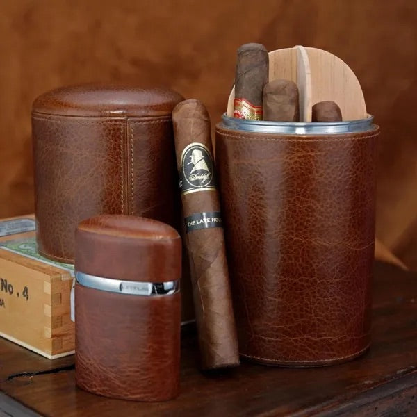 The Cylinder Desk Humidor - All options in wood and leather