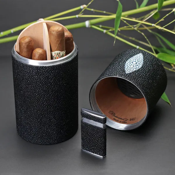 The Cylinder Desk Humidor - All options in wood and leather
