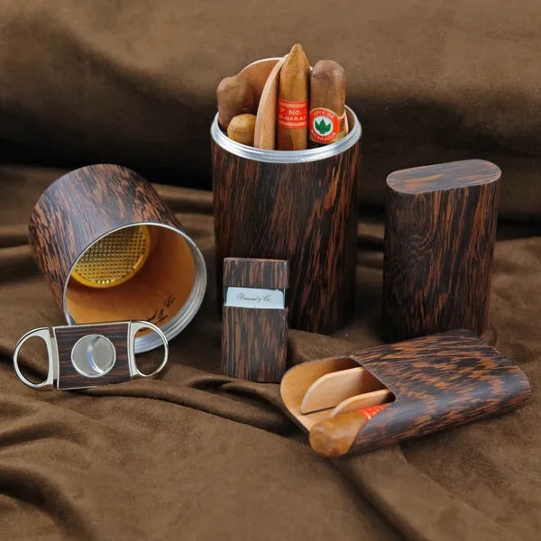The Cylinder Desk Humidor - All options in wood and leather