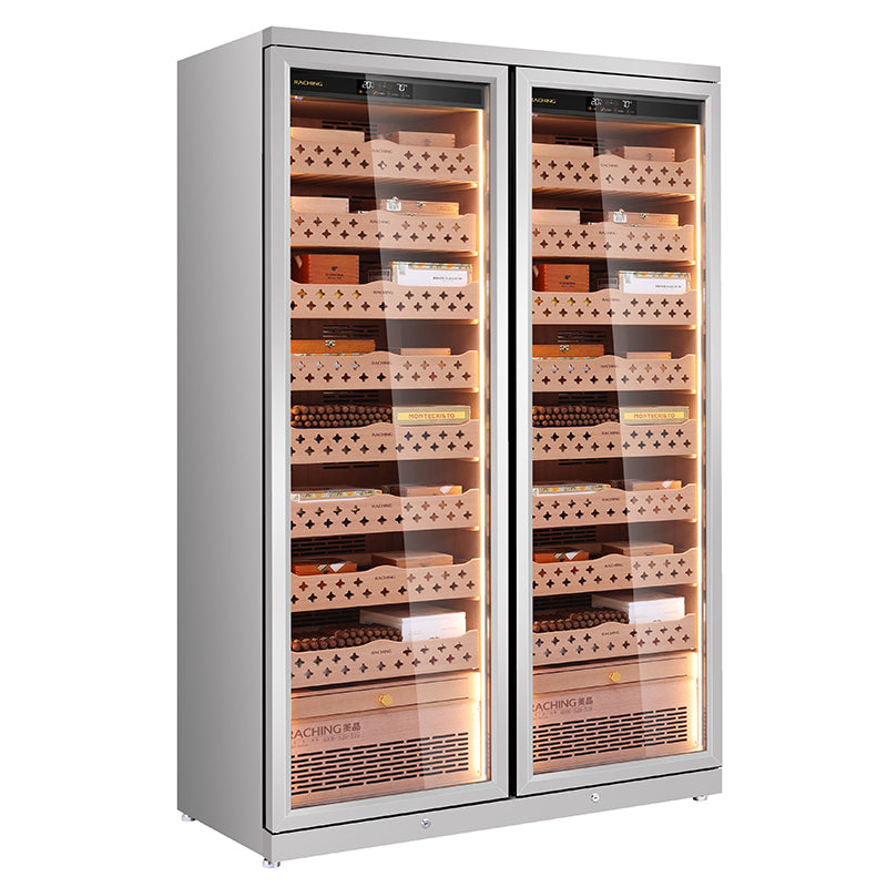 Stainless steel double humidor CD1200