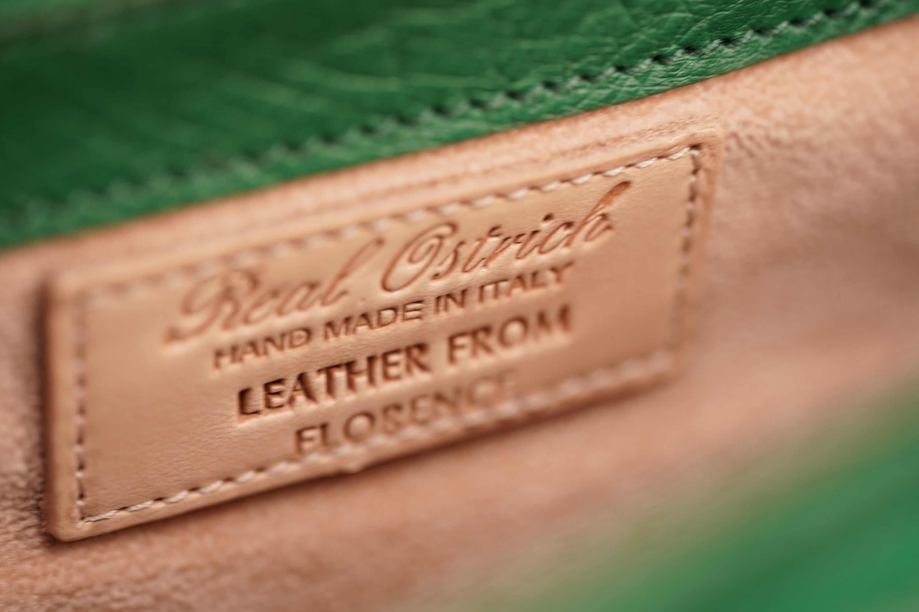 Green A4 business case in ostrich leather