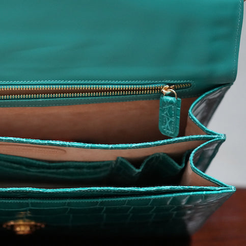 Small azure business case in crocodile leather
