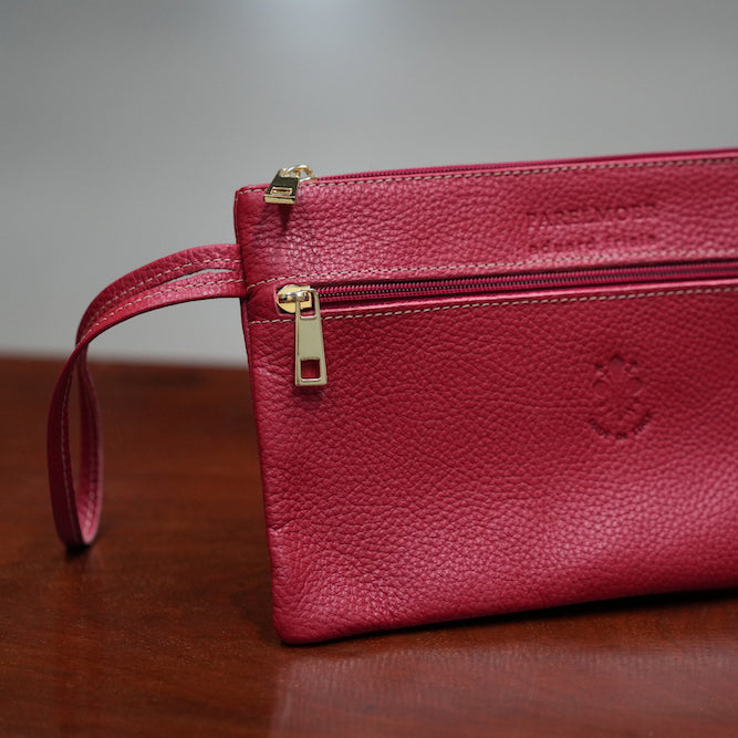 Red handbag in calf leather