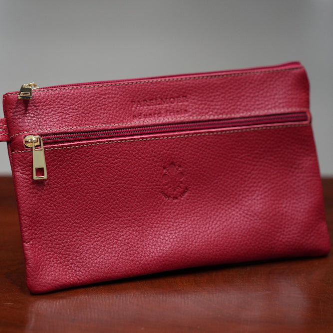 Red handbag in calf leather