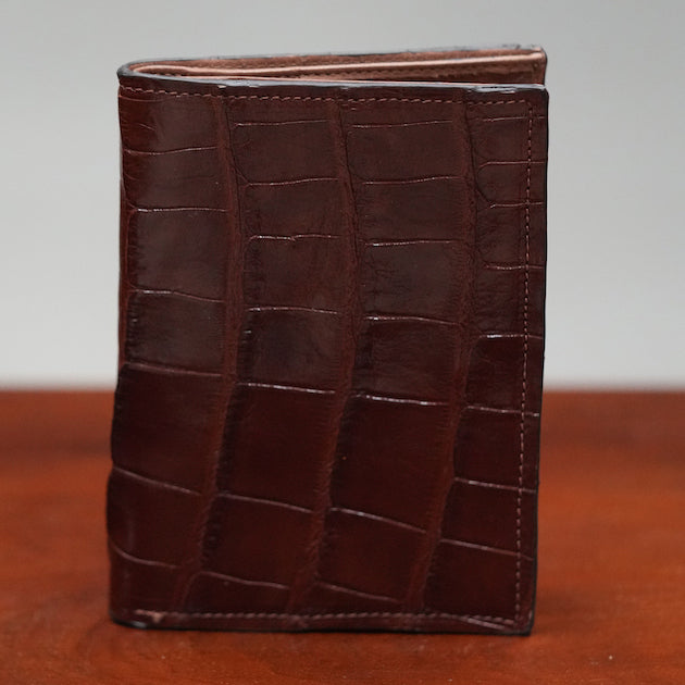 Large brown crocodile leather wallet