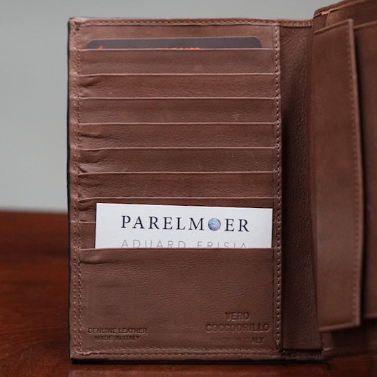 Large brown crocodile leather wallet