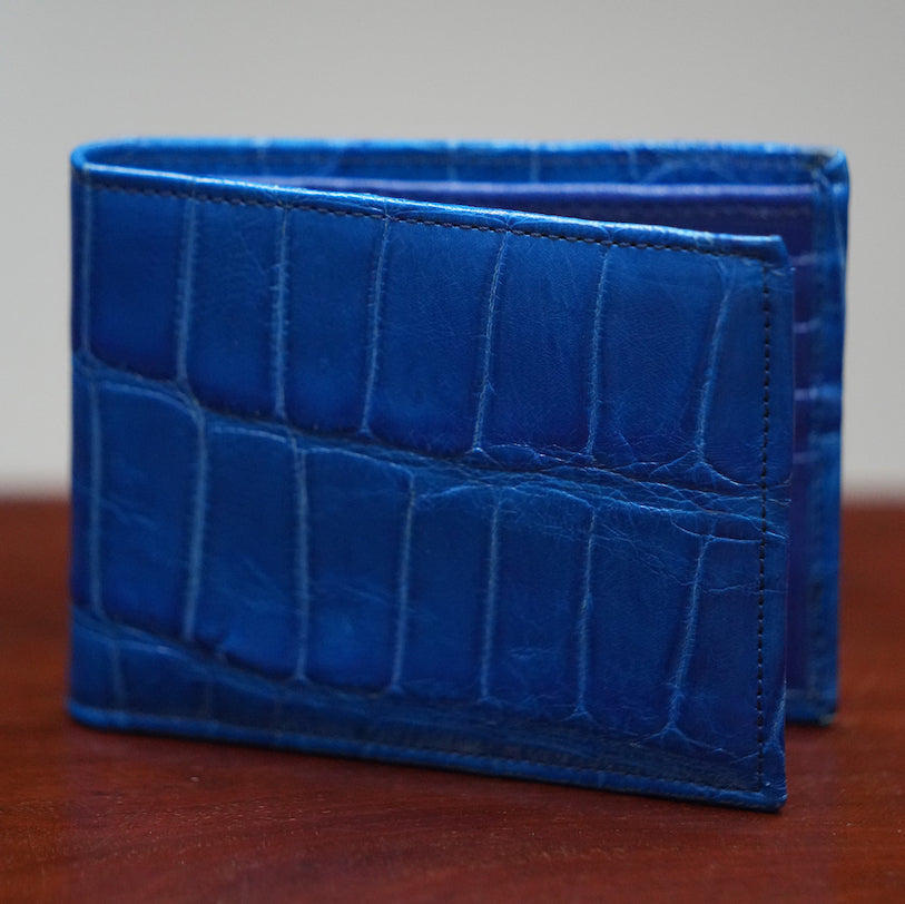 Blue crododile leather wallet