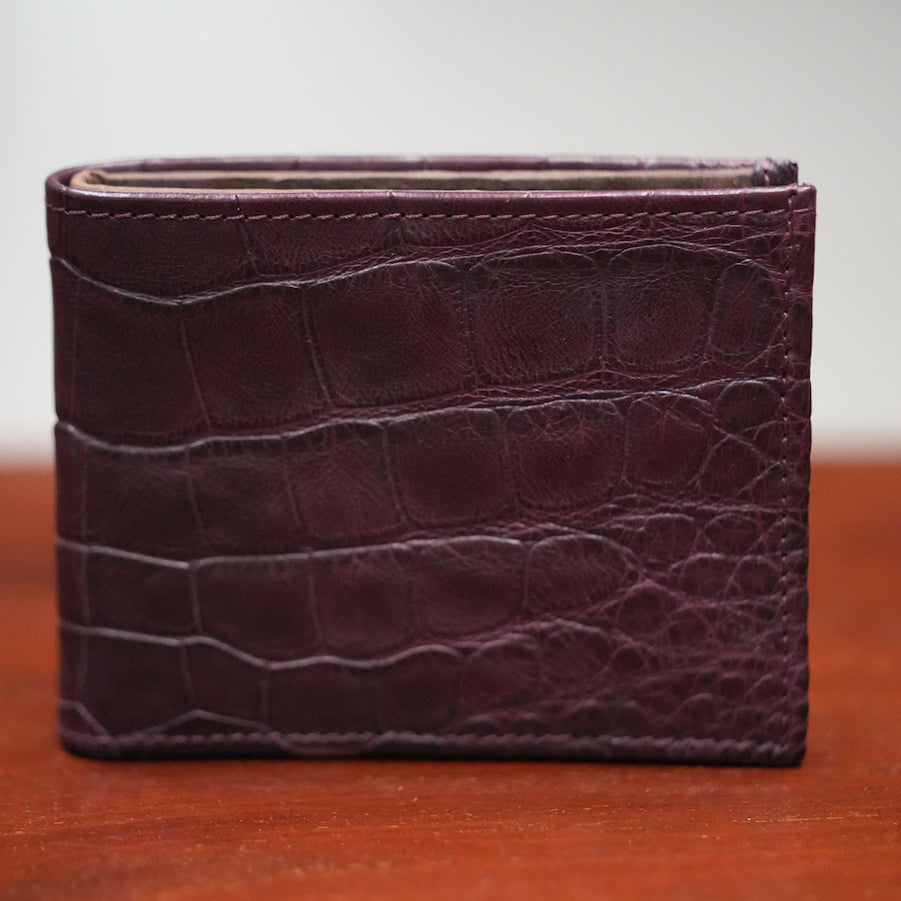 Burgundy wallet in real crocodile leather