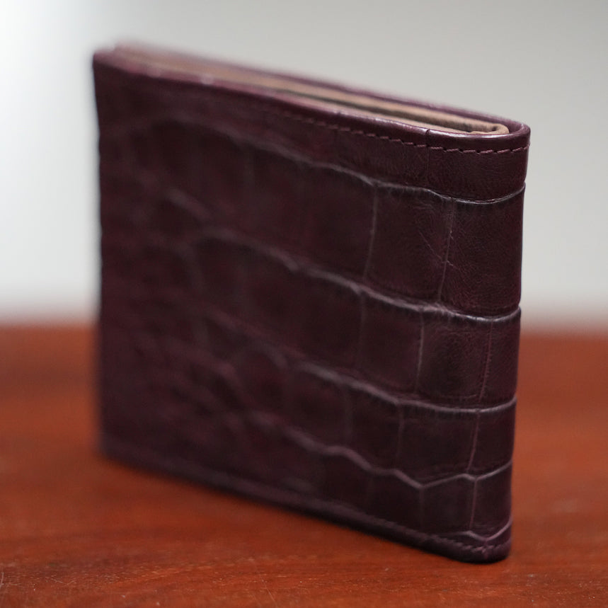 Burgundy wallet in real crocodile leather
