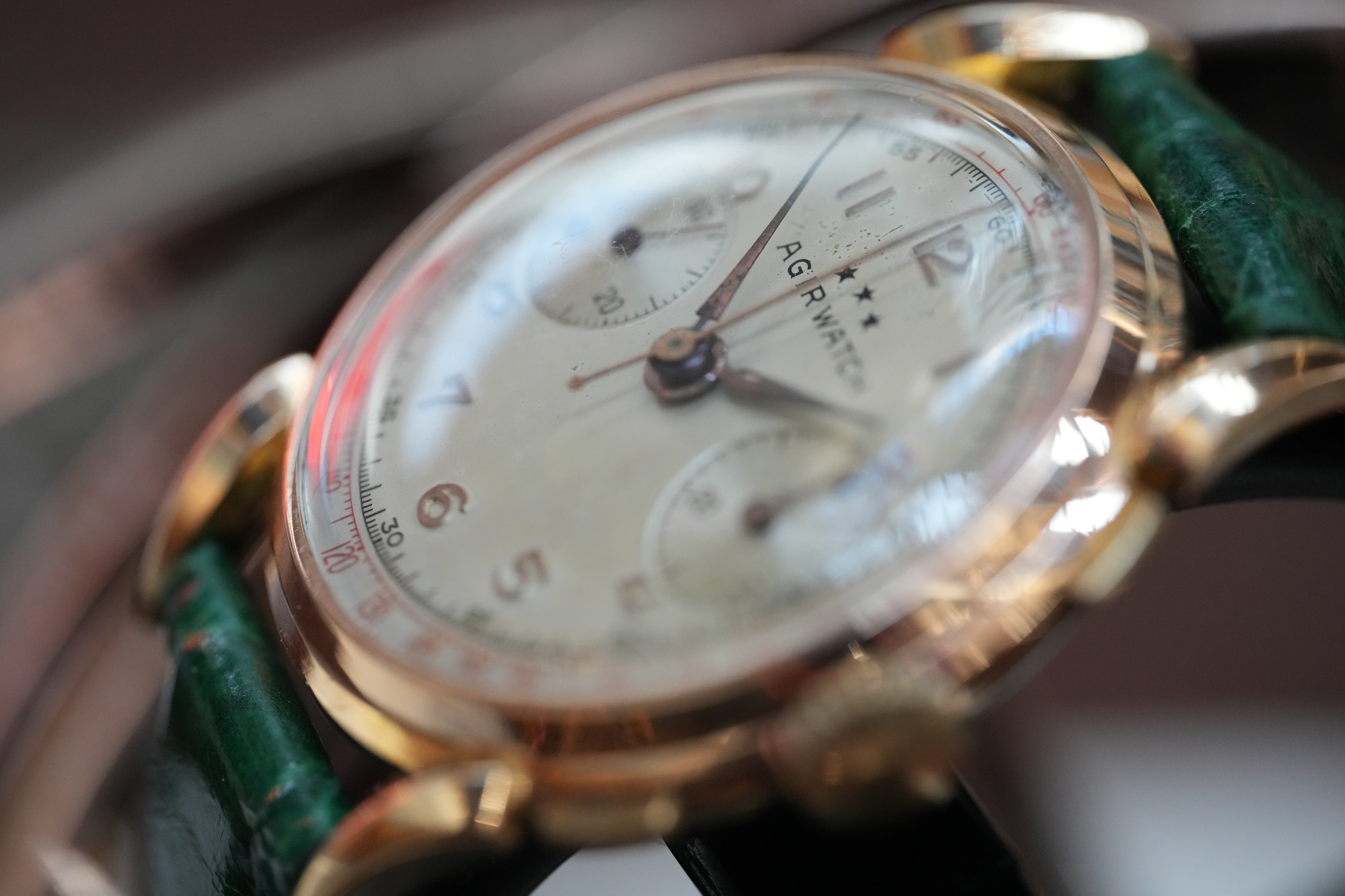 18k rosegold Agir Watch Chronograph (±1950)