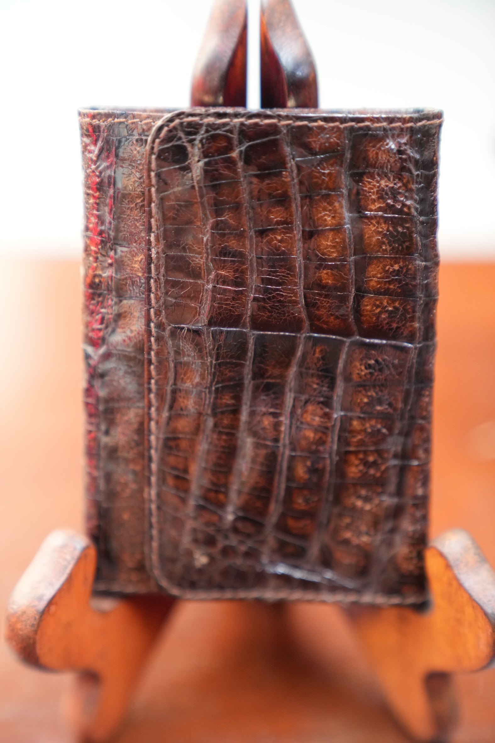 Brown crocodile key wallet