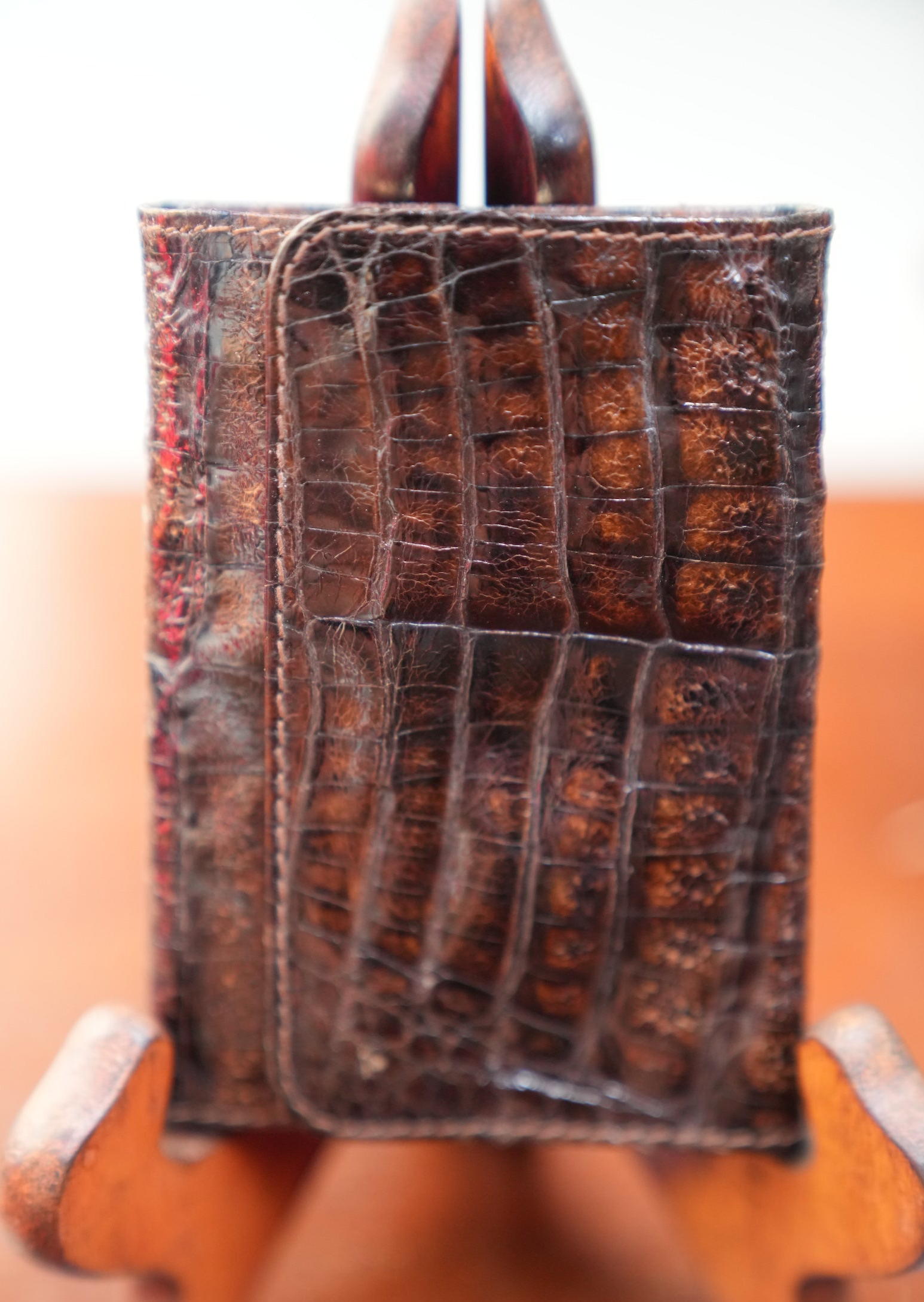 Brown crocodile key wallet