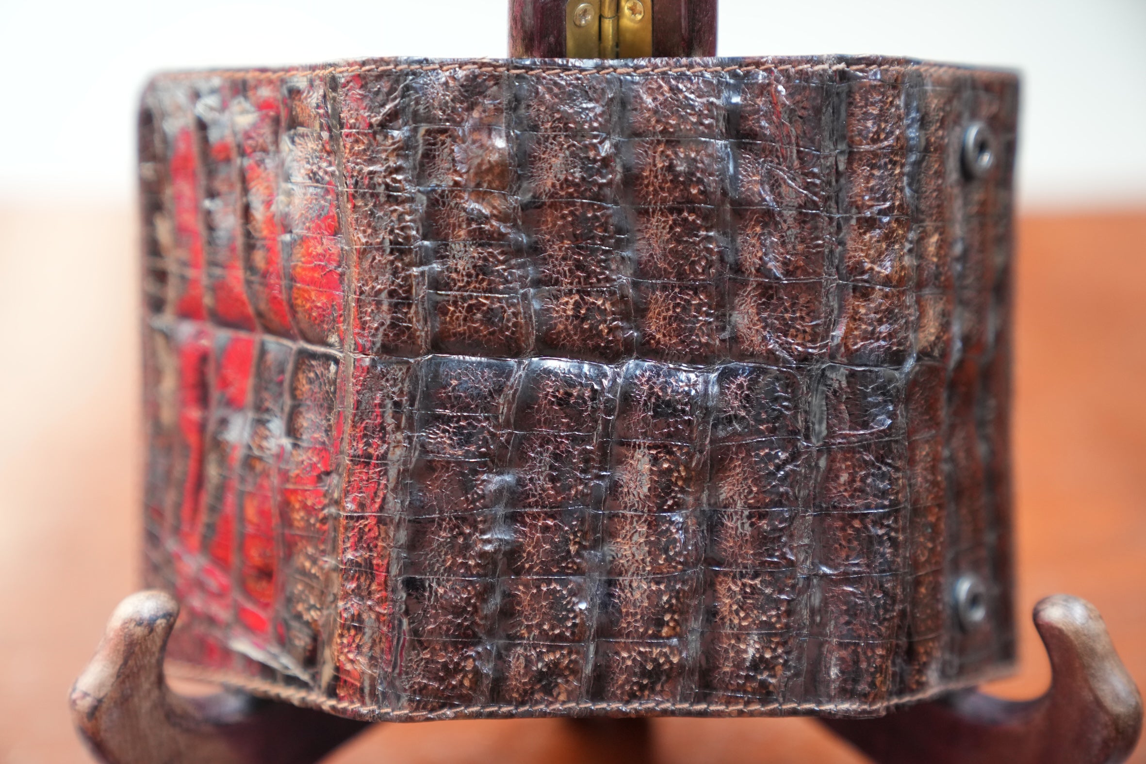 Brown crocodile key wallet