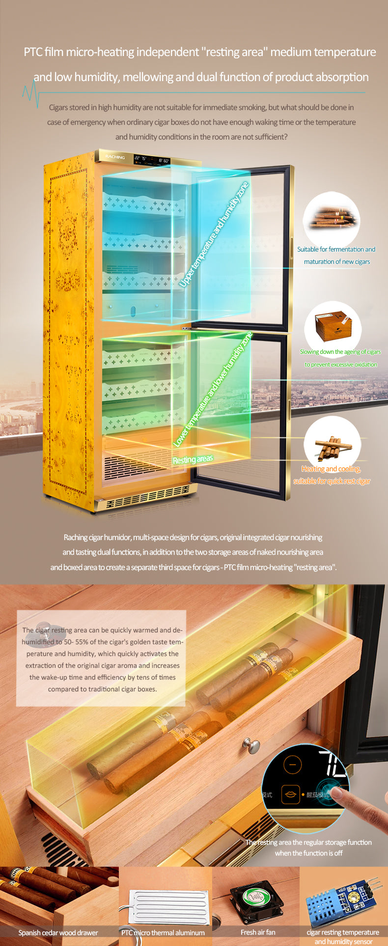 Dual system luxury humidor MON3800B