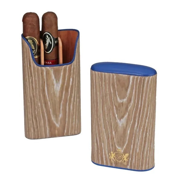 3 cigar Show Band Case - All wood/leather combinations