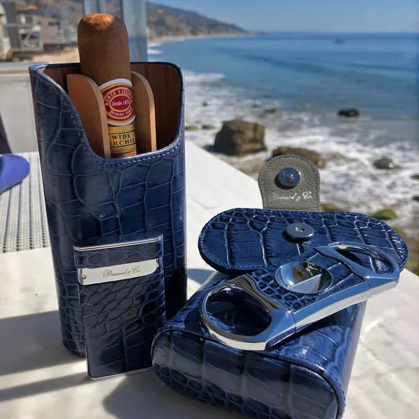 3 cigars Show Band Case - All leather options