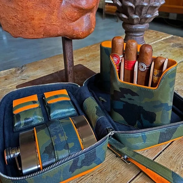 Havana Traveler - Camouflage and Orange Leather