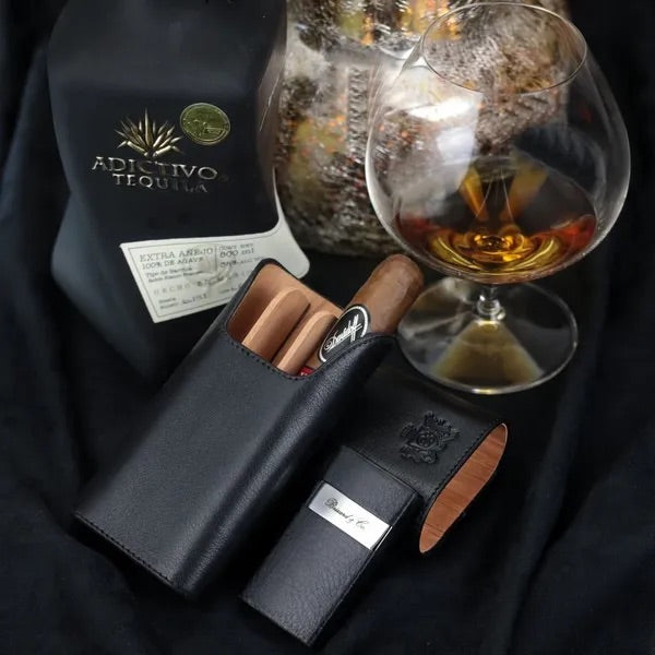 3 cigars Show Band Case - All leather options