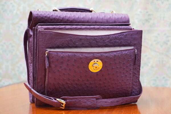 Burgundy a4+ Leather Business Case Ostrich