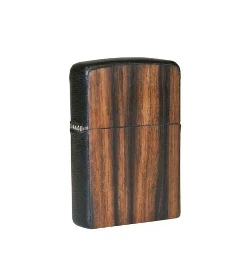 Zippo-aansteker - Bubinga en zwart leer