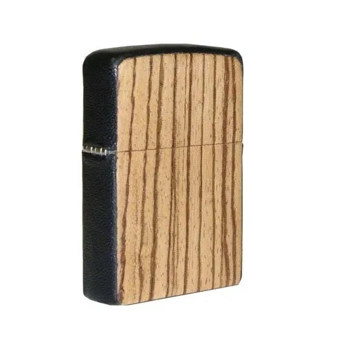 Zippo-aansteker - Bubinga en zwart leer