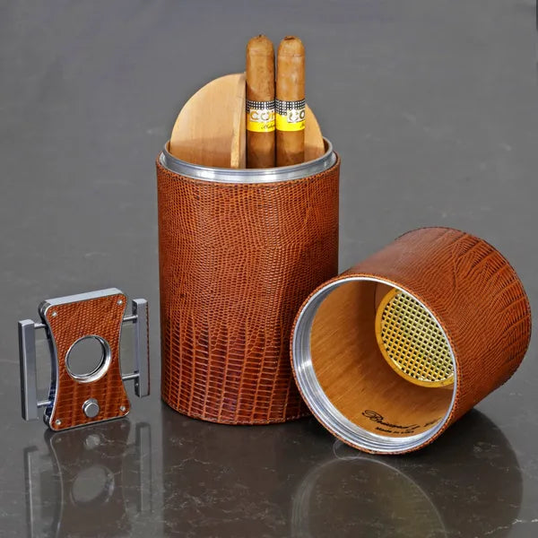 The Cylinder Desk Humidor - All options in wood and leather
