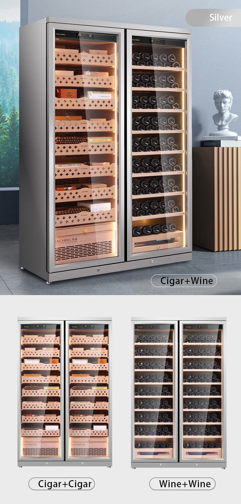 Stainless steel double wine cooler CD1200