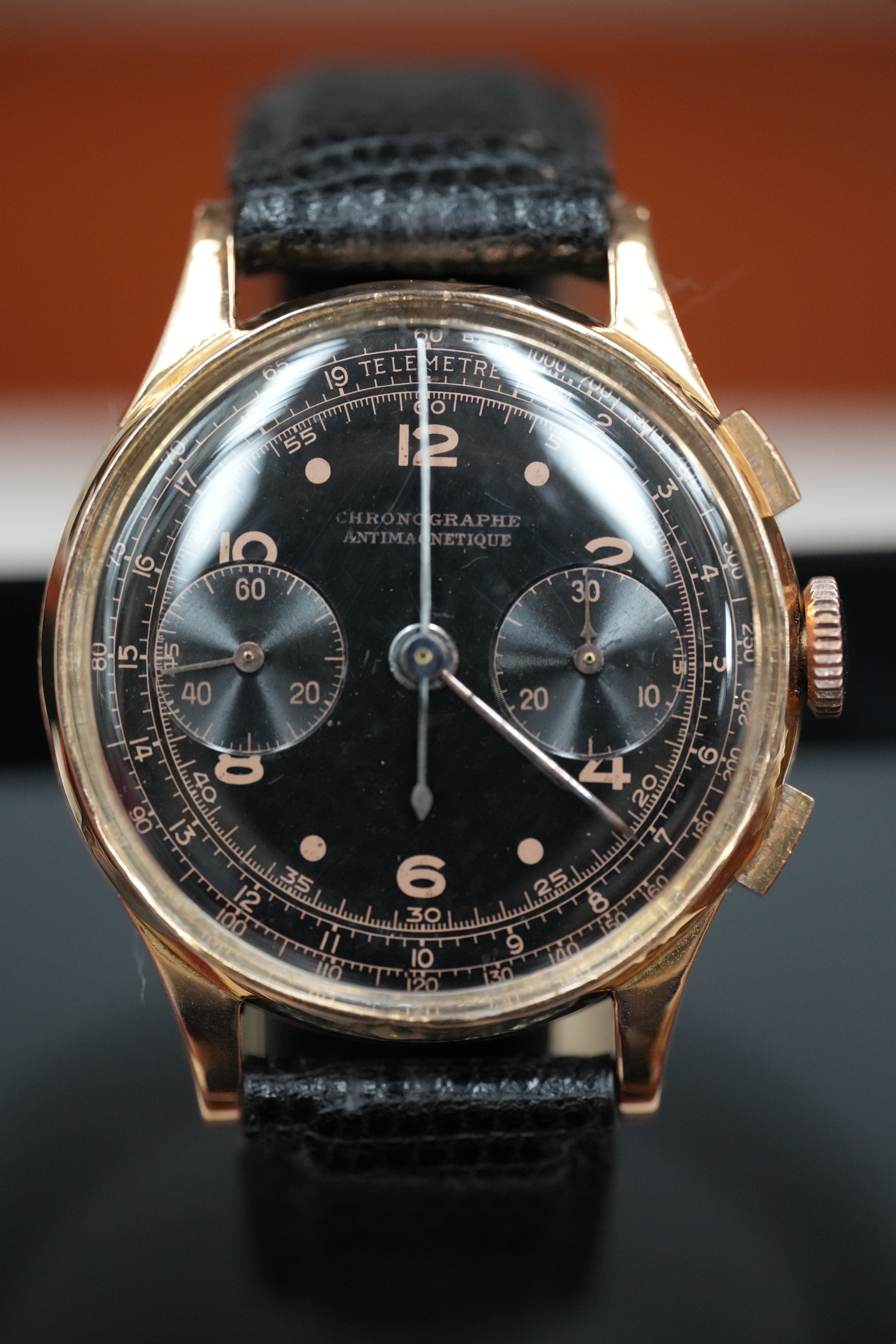 18k chronographe ±1950 black/bronze dial