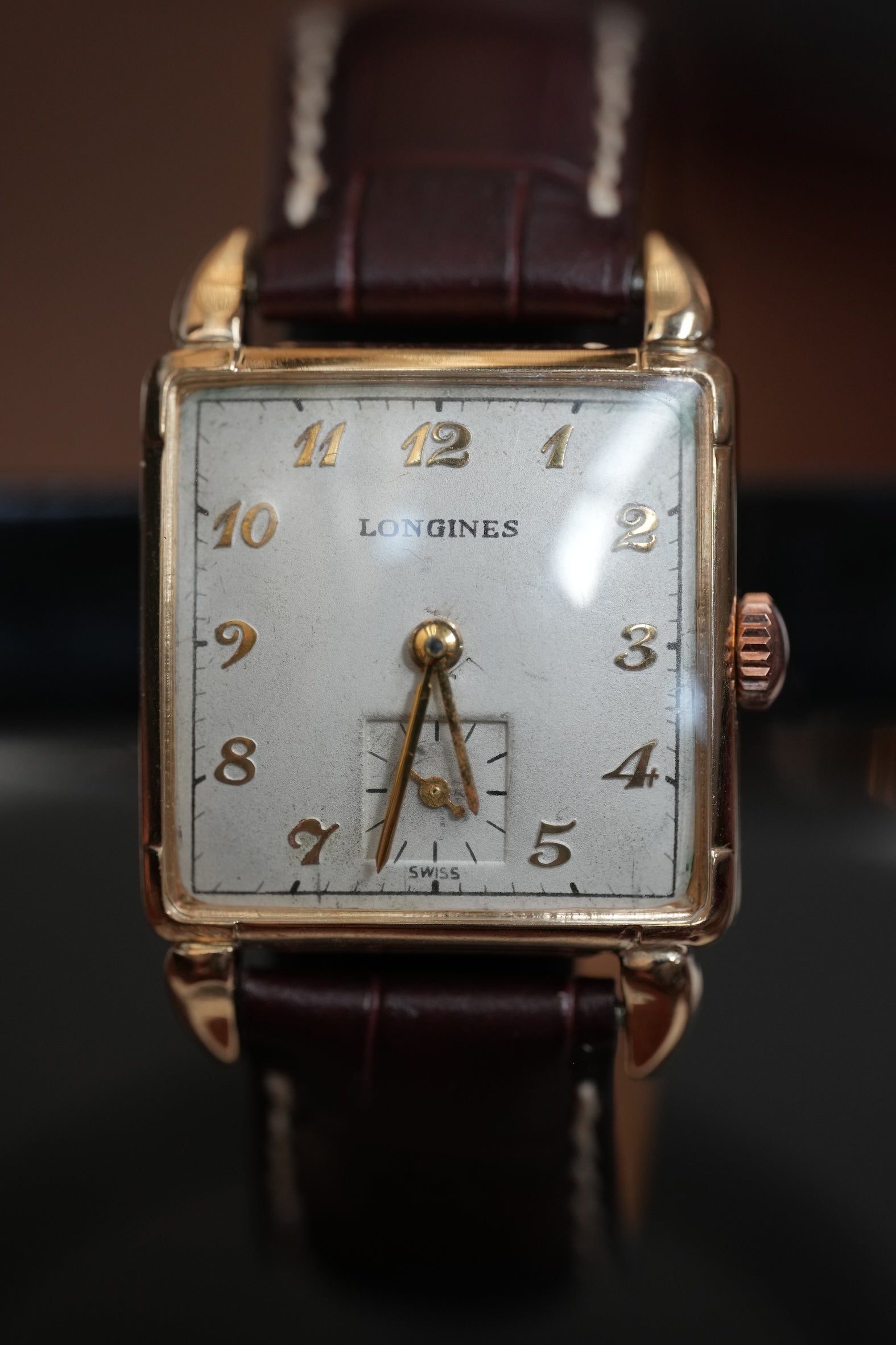 14k gold watch Longines square