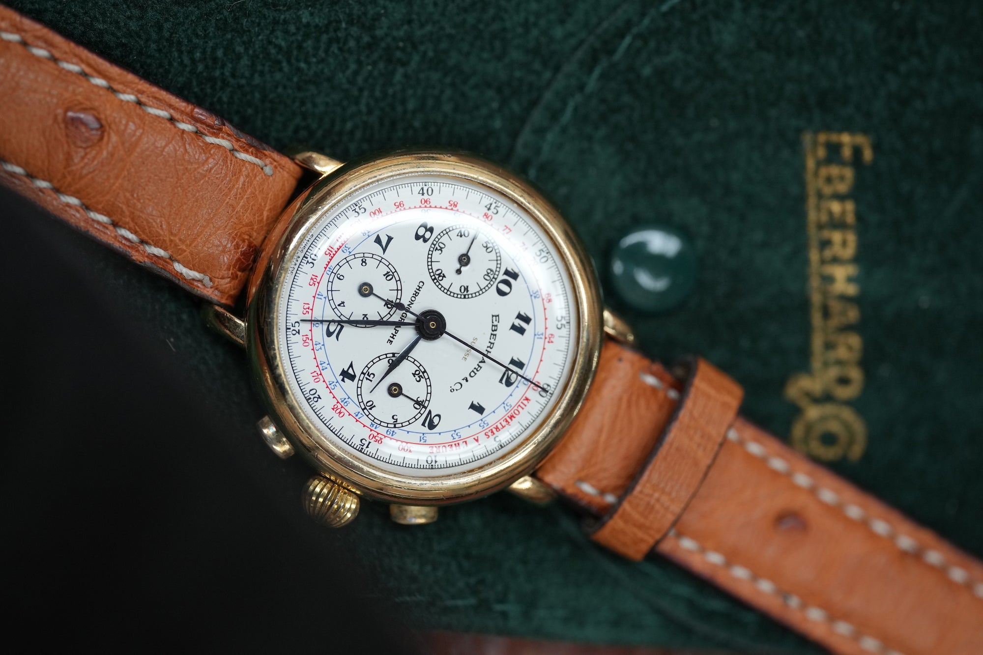 925 silver, gold plated Eberhard & Co chronograph