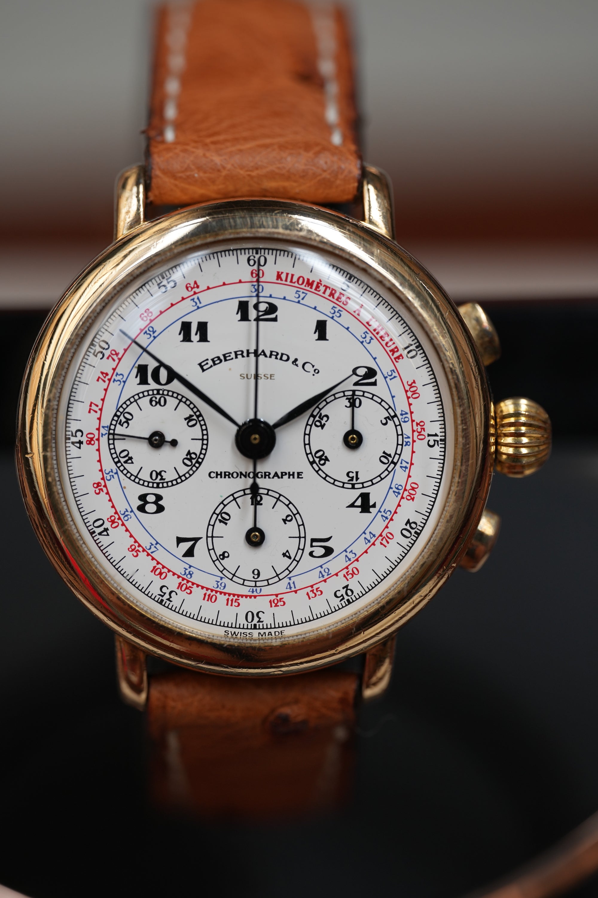 925 silver, gold plated Eberhard & Co chronograph