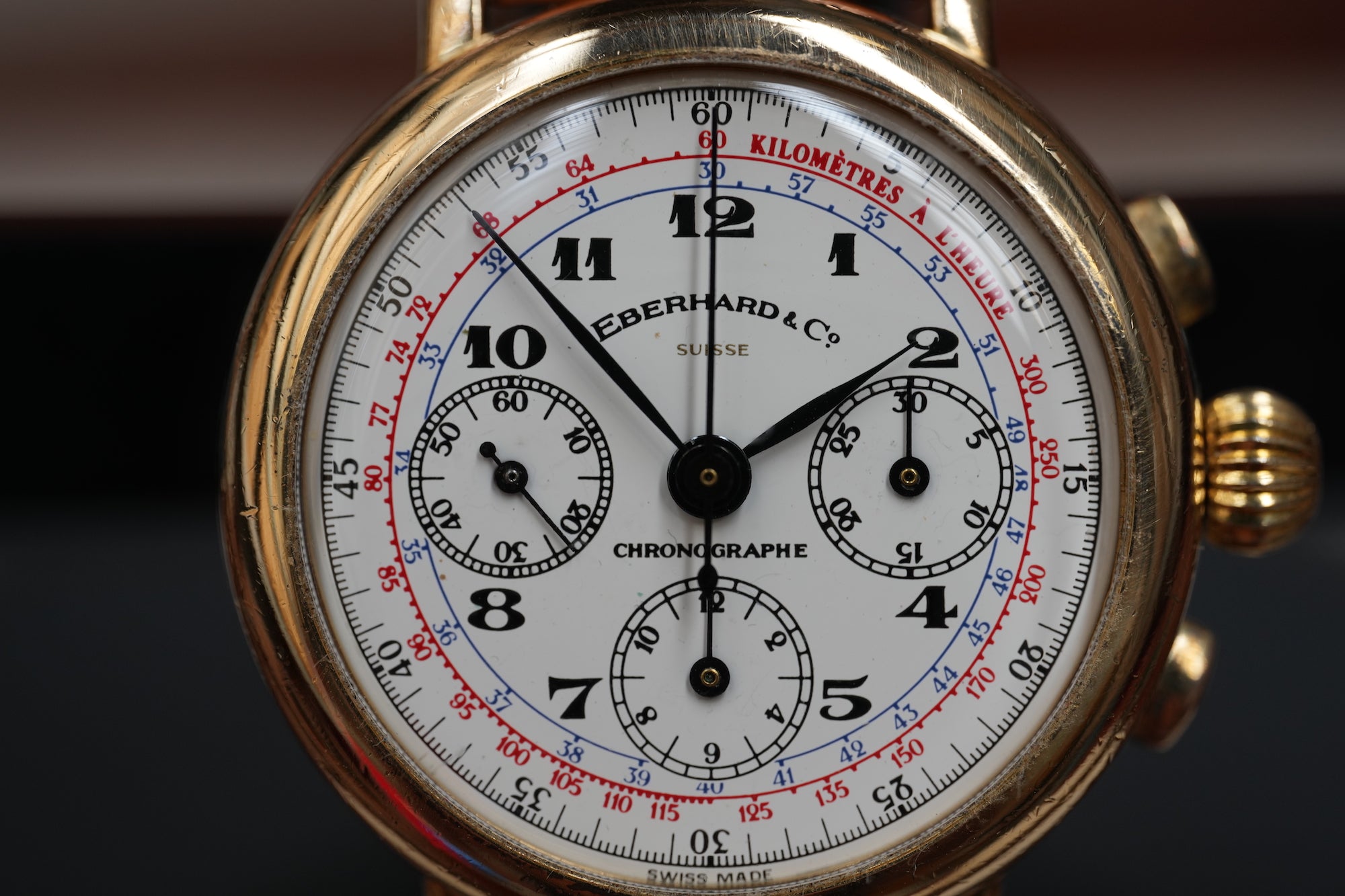 925 silver, gold plated Eberhard & Co chronograph