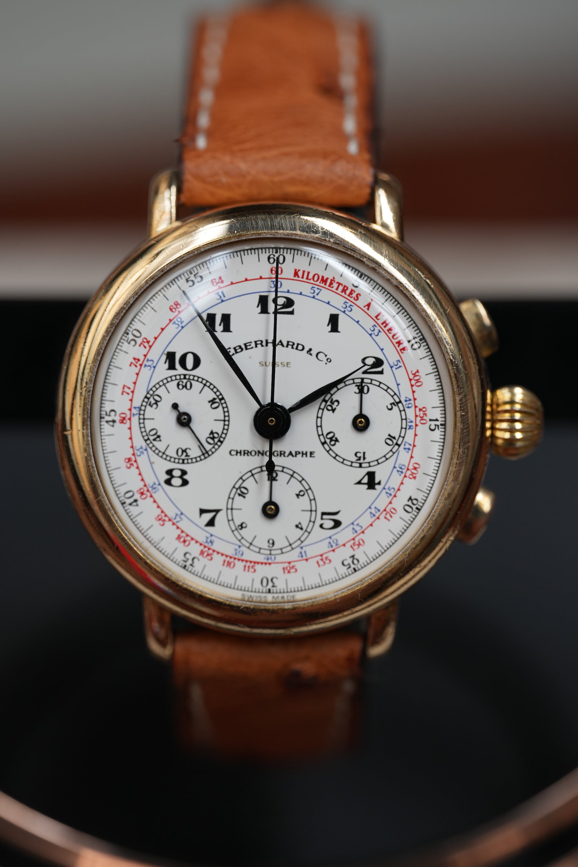 925 silver, gold plated Eberhard & Co chronograph