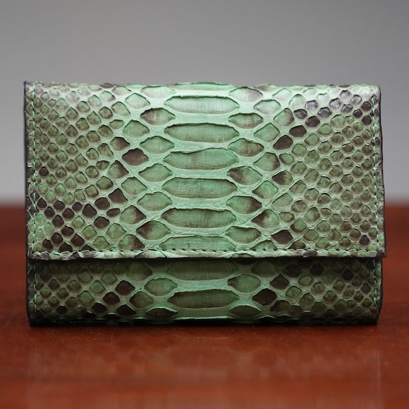 Olive green python leather wallet