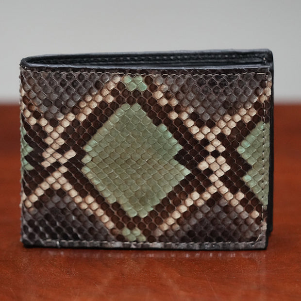 Python leather wallet in natural colours