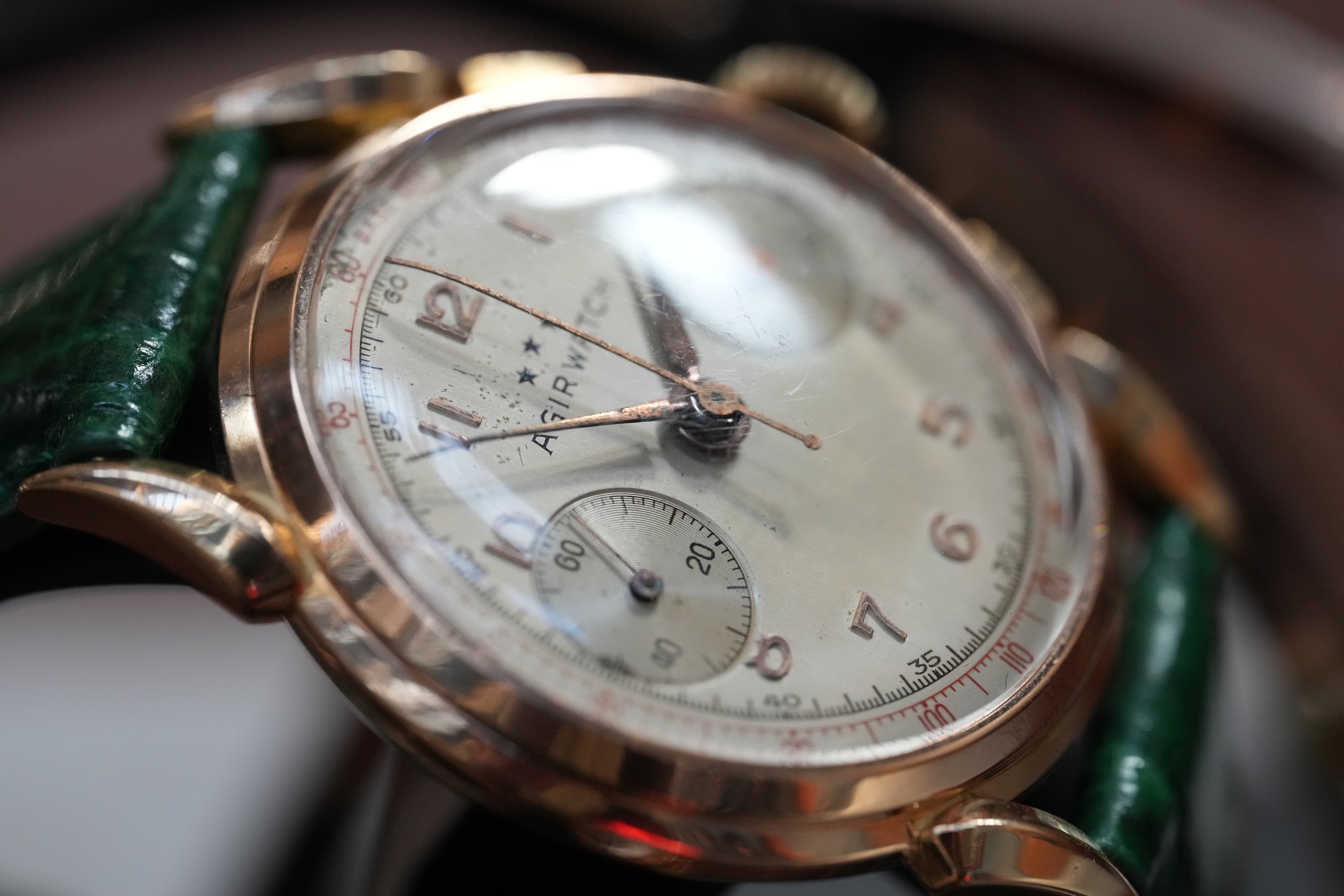 18k rosegold Agir Watch Chronograph (±1950)