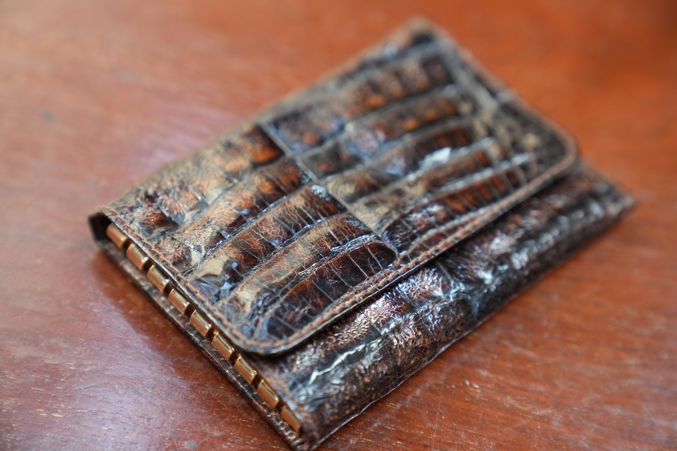 Brown crocodile key wallet