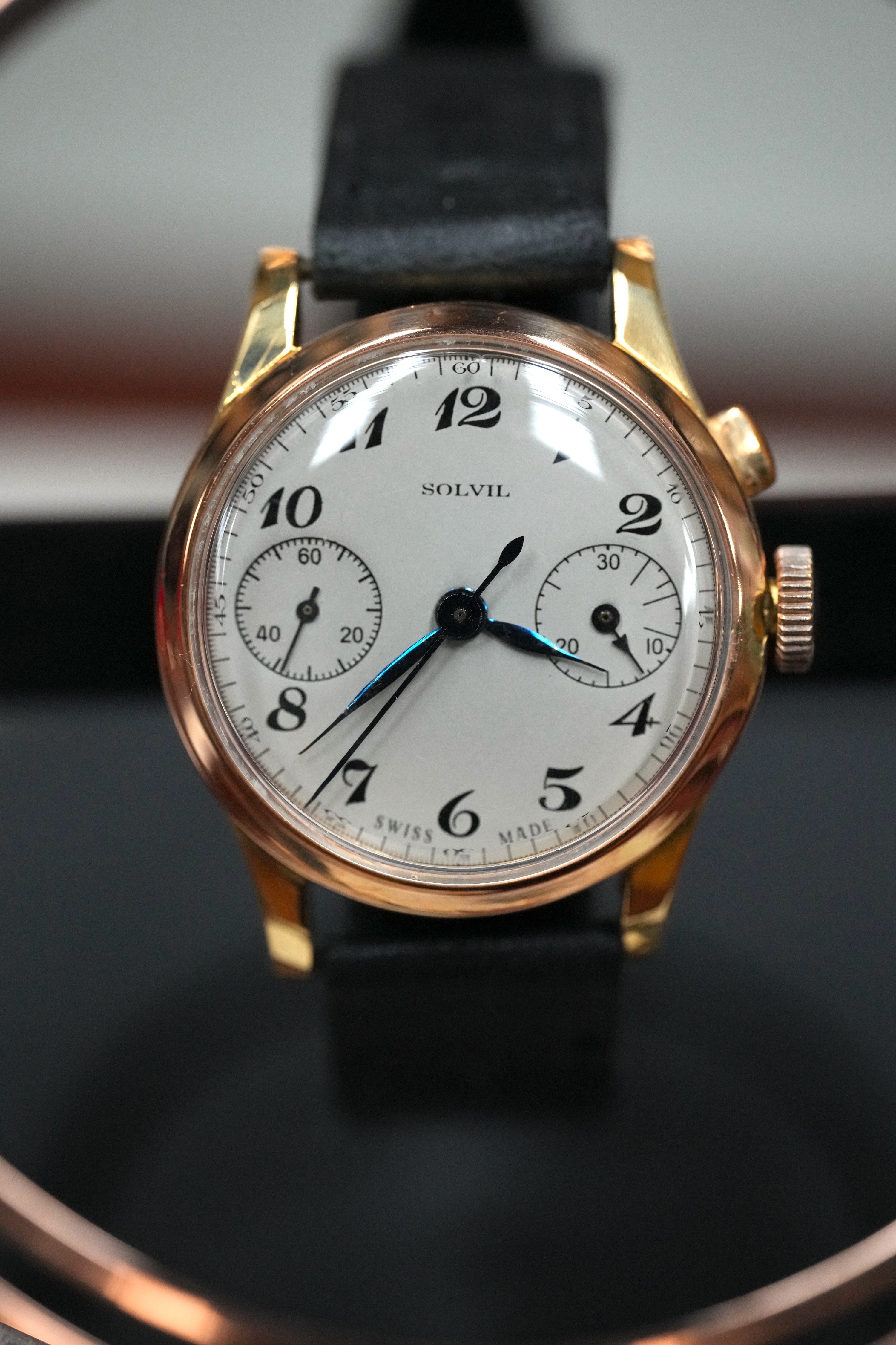 18k gold Solvil chronograph monopusher