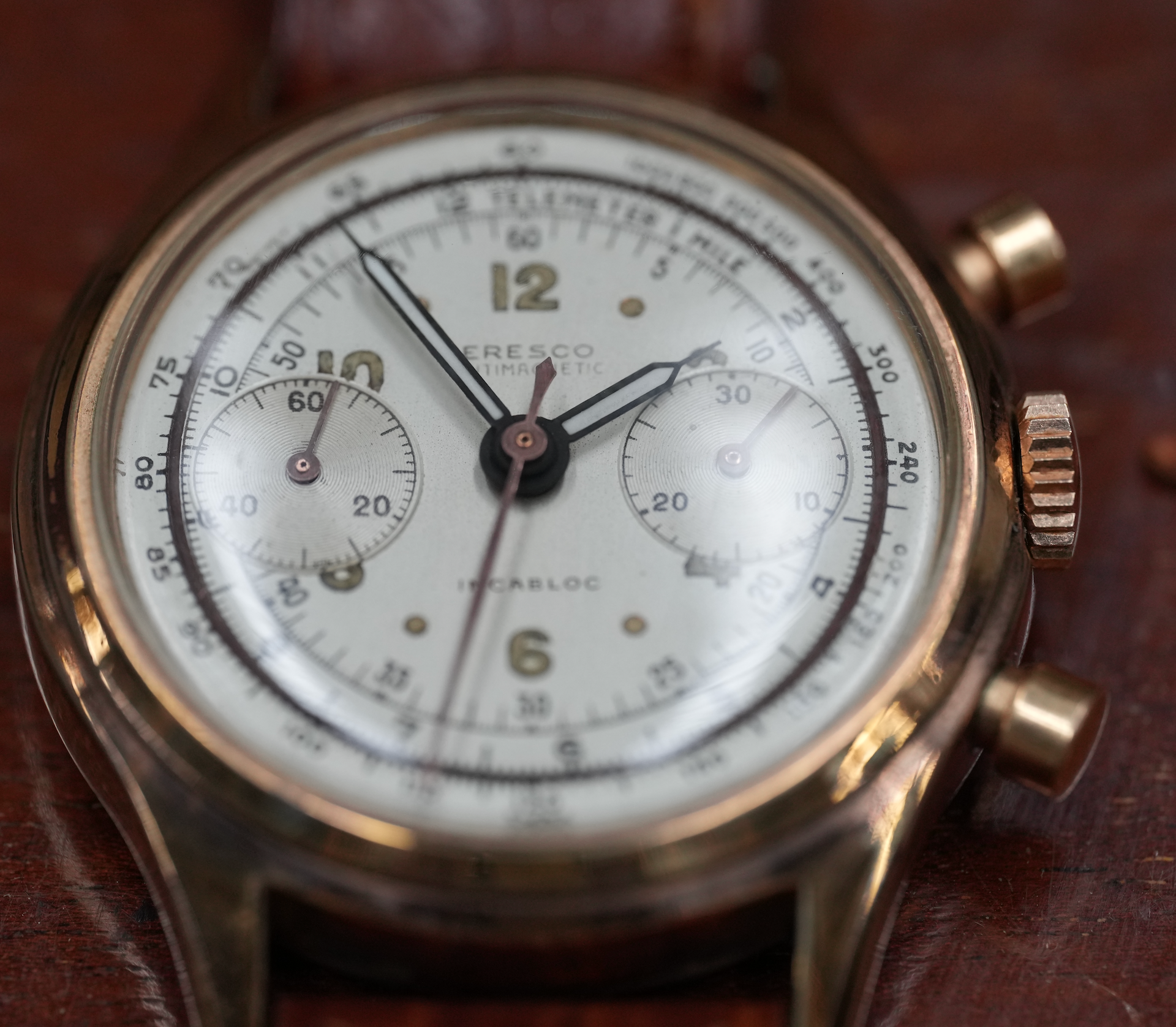 Eresco chronograph, gold plated