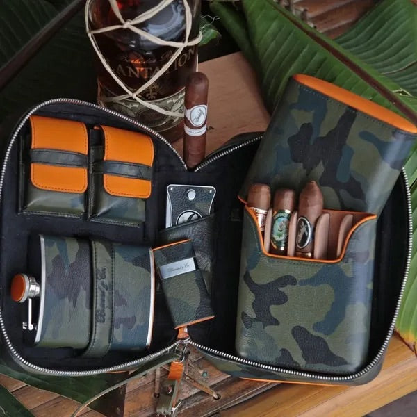 Havana Traveler - Camouflage and Orange Leather