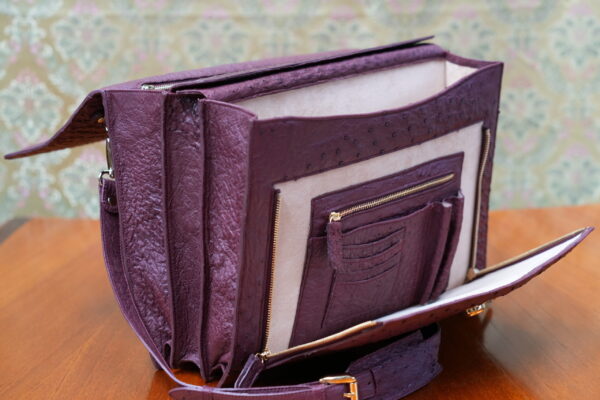 Burgundy a4+ Leather Business Case Ostrich